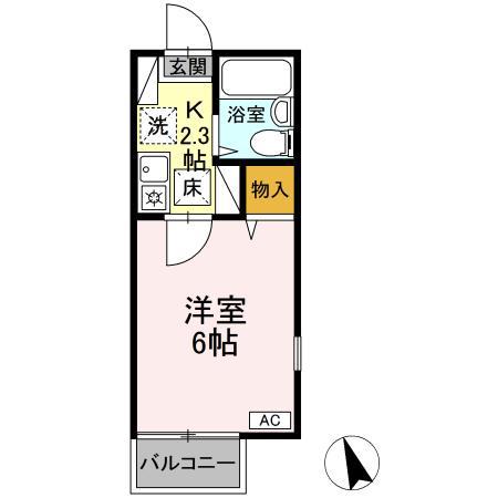 ソレイユ長野(1K/2階)の間取り写真
