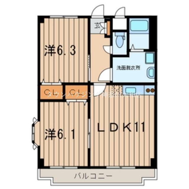 クレスタート2(2LDK/2階)の間取り写真