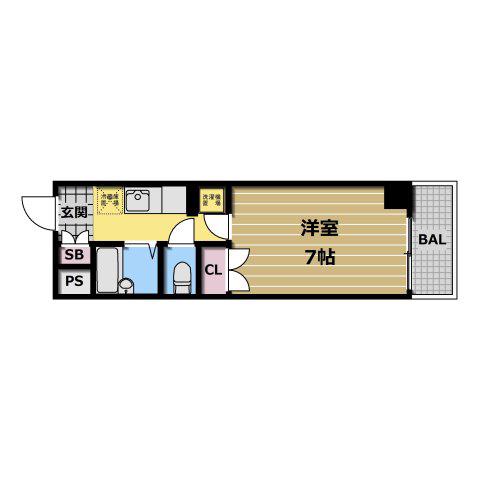 グレイス東洋(1K/4階)の間取り写真
