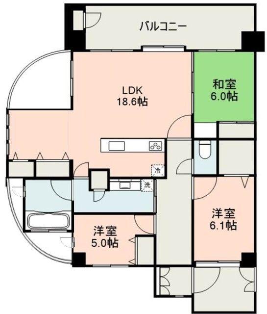 ロフティ郡元駅前(3LDK/6階)の間取り写真