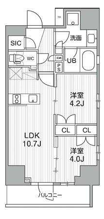 グランエール西日暮里ノース(2LDK/5階)の間取り写真
