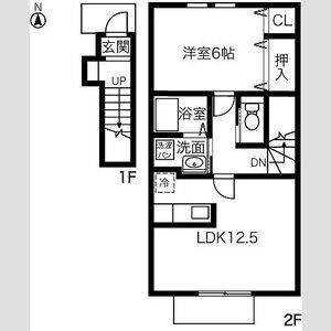 PLUSSUM COURT 朝宮(1LDK/2階)の間取り写真