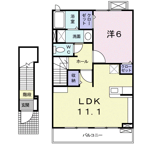 エアリーヒルズ(1LDK/2階)の間取り写真