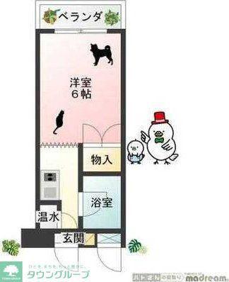 オガワビル(1K/3階)の間取り写真