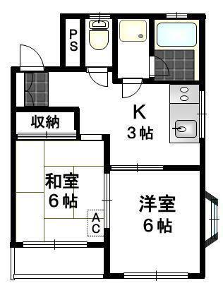 加藤ビル(2K/2階)の間取り写真