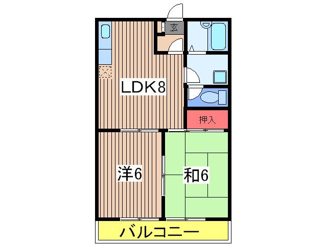 丸石ビル2(2LDK/2階)の間取り写真