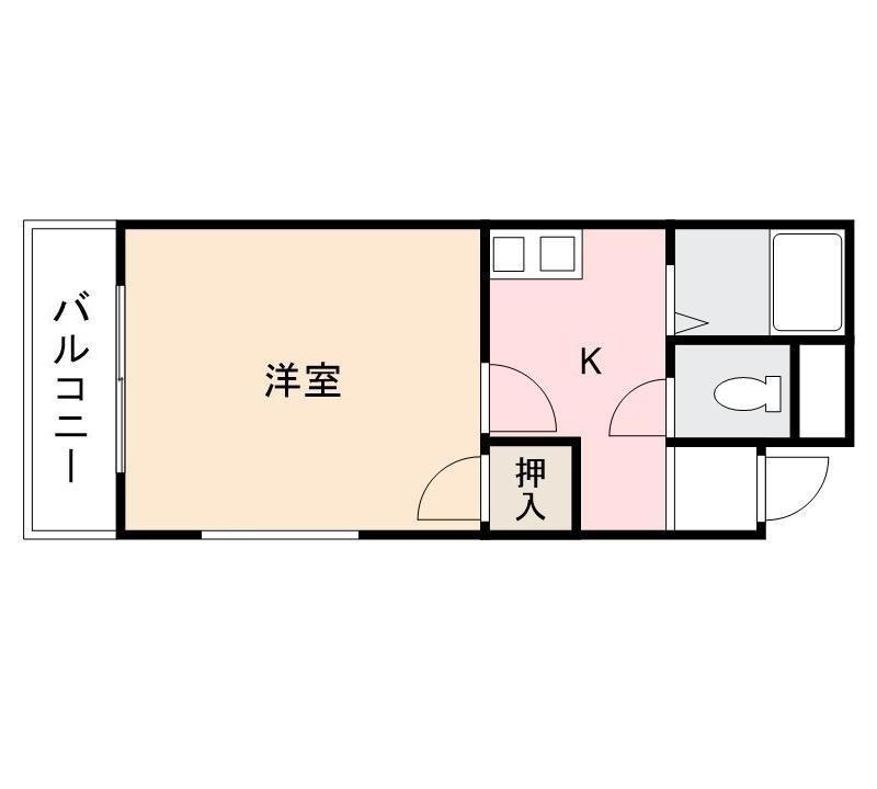 ハイツ福岡(1K/3階)の間取り写真