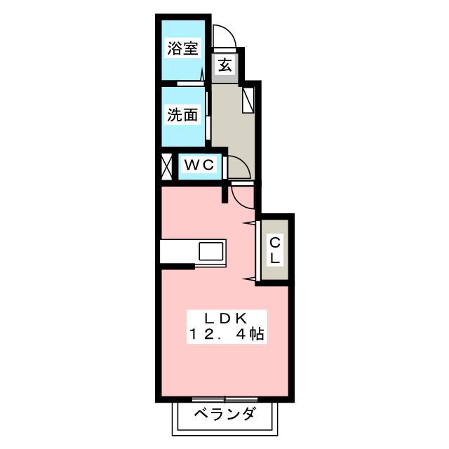 プラムUS B(ワンルーム/1階)の間取り写真