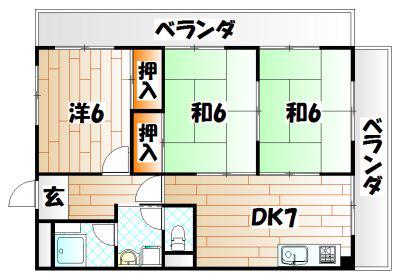高峰グリーンマンション(3DK/1階)の間取り写真
