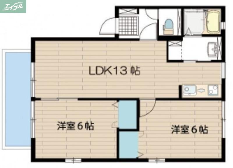 コスモスI(2LDK/1階)の間取り写真