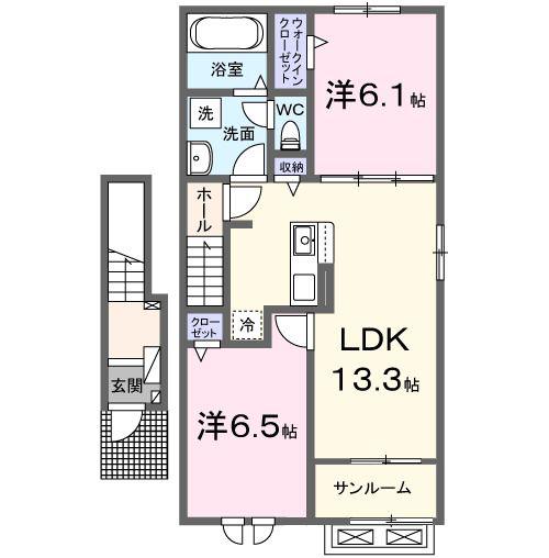 瀬戸アパートB(2LDK/2階)の間取り写真