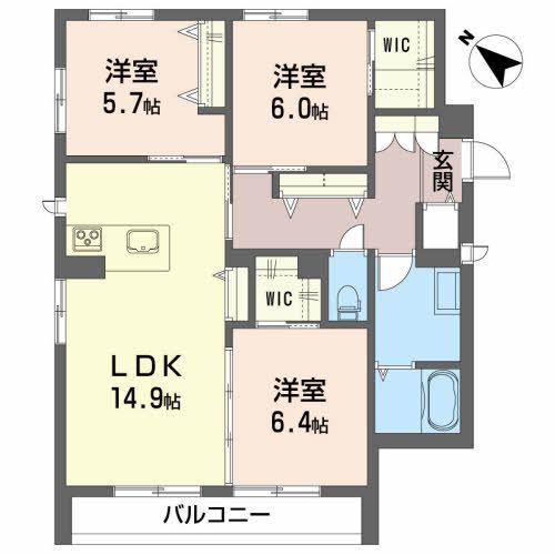 シティプラザ代官町B(3LDK/3階)の間取り写真