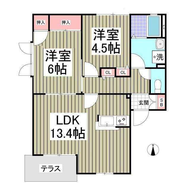 アコルデ21E棟(2LDK/1階)の間取り写真