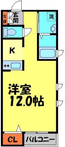 メゾン花水木(ワンルーム/2階)の間取り写真