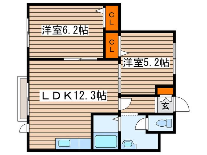 ピュア105(2LDK/4階)の間取り写真
