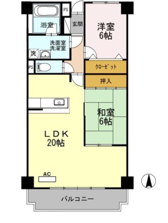 リシェス城崎(2LDK/3階)の間取り写真