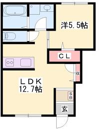 メイプルハイムA棟(1LDK/1階)の間取り写真