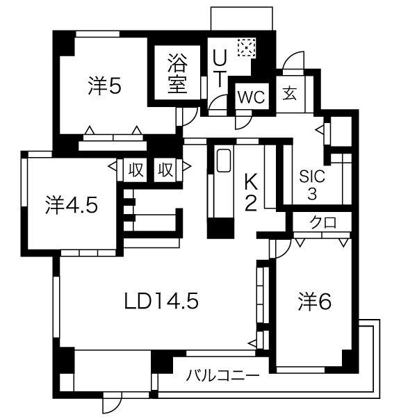 FC新札幌(3LDK/8階)の間取り写真