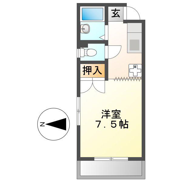 ジュネスドミール金山(1K/4階)の間取り写真
