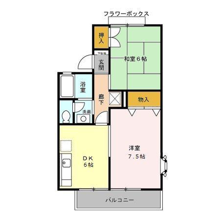 ストークコートN(2DK/1階)の間取り写真