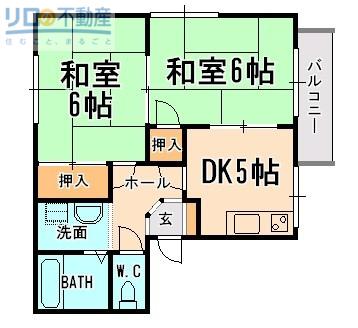 アネックス宝塚(2DK/2階)の間取り写真