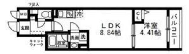 SOLASIA RESIDENCE 武蔵小山(1LDK/2階)の間取り写真