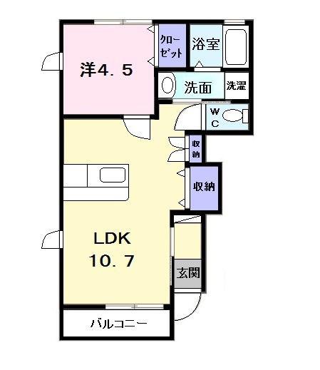 MO-V B(1LDK/1階)の間取り写真