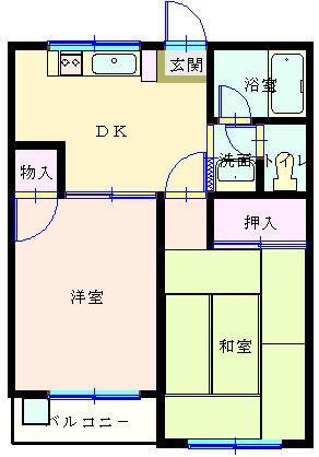 サンフラッツ久米(2DK/2階)の間取り写真