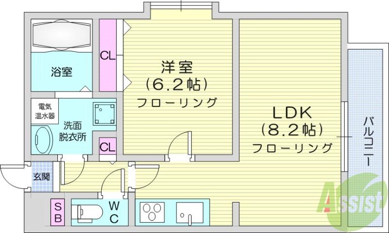 ソレアード小松島Ⅱ(1LDK/3階)の間取り写真