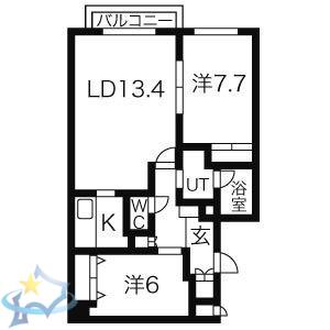 ベイパレス69(2LDK/2階)の間取り写真