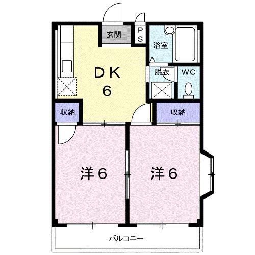 メゾンアサバ(2DK/2階)の間取り写真