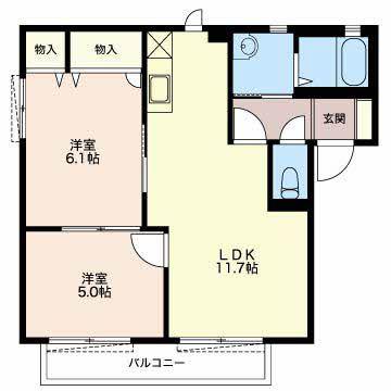 サニーユアーズ・FK D棟(2LDK/1階)の間取り写真