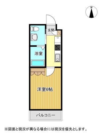 BLUE.RESIDENCE浜(1K/2階)の間取り写真