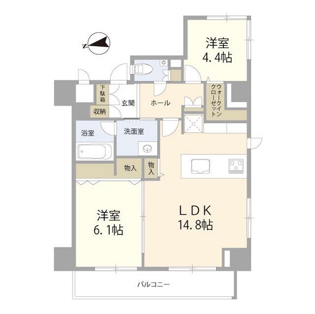 アール・ケープラザ横濱VII(2LDK/6階)の間取り写真
