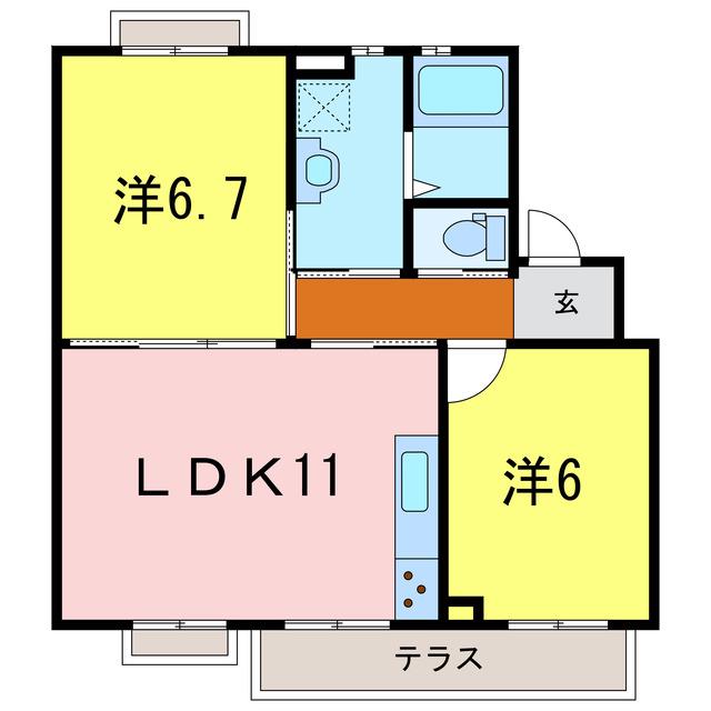 シンプルタウン(2LDK/1階)の間取り写真