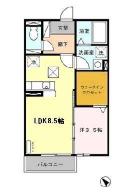 オレンジコート(1LDK/1階)の間取り写真
