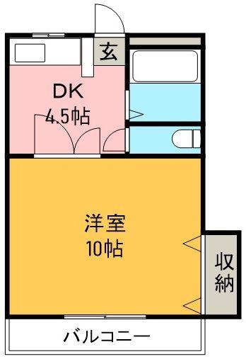アヴィタションWISE(1DK/2階)の間取り写真