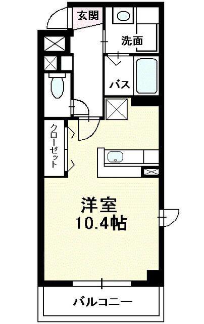 ポアンドール立花(ワンルーム/3階)の間取り写真