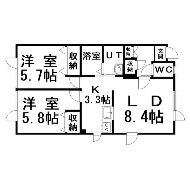 ICE春採(2LDK/2階)の間取り写真