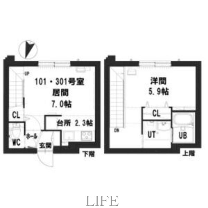 グランメール平岸1-2(1LDK/3階)の間取り写真