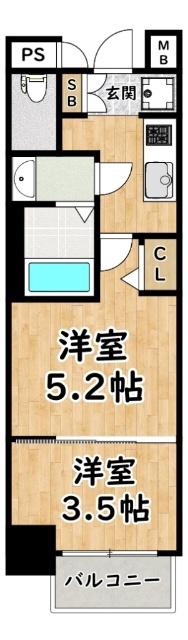 MJC大阪リベルテ(1DK/10階)の間取り写真