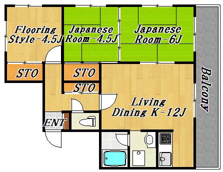 フジマンション第1(3LDK/2階)の間取り写真