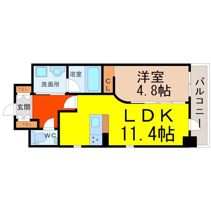 GKFANレジデンス黒川(1LDK/8階)の間取り写真