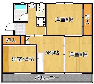 ビレッジハウス本城3号棟(3DK/5階)の間取り写真