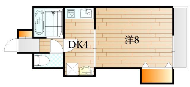 ラフィネ山の田(1DK/2階)の間取り写真