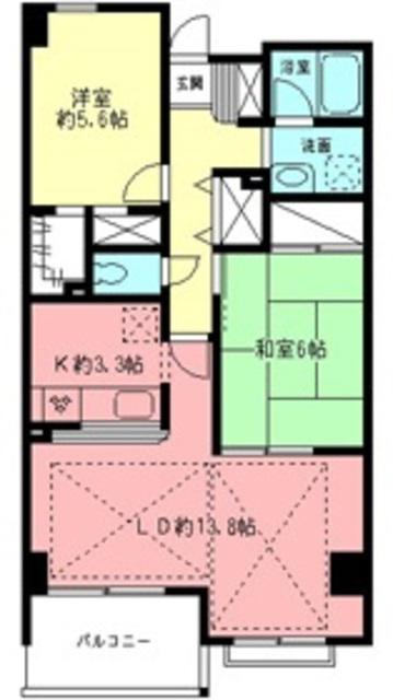 カラウス梶ヶ谷(2LDK/3階)の間取り写真