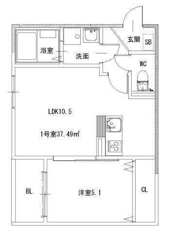 アドバンス隅の浜(1LDK/1階)の間取り写真