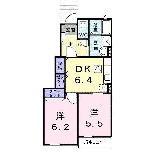 エレガンテ ブリッサ(2DK/1階)の間取り写真