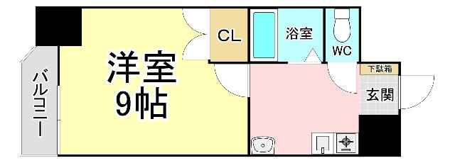アリエス城野(1K/4階)の間取り写真