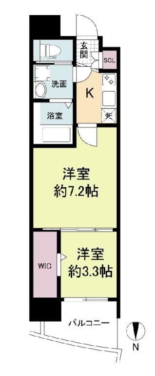 セレニテ堺筋本町プリエ(2K/7階)の間取り写真